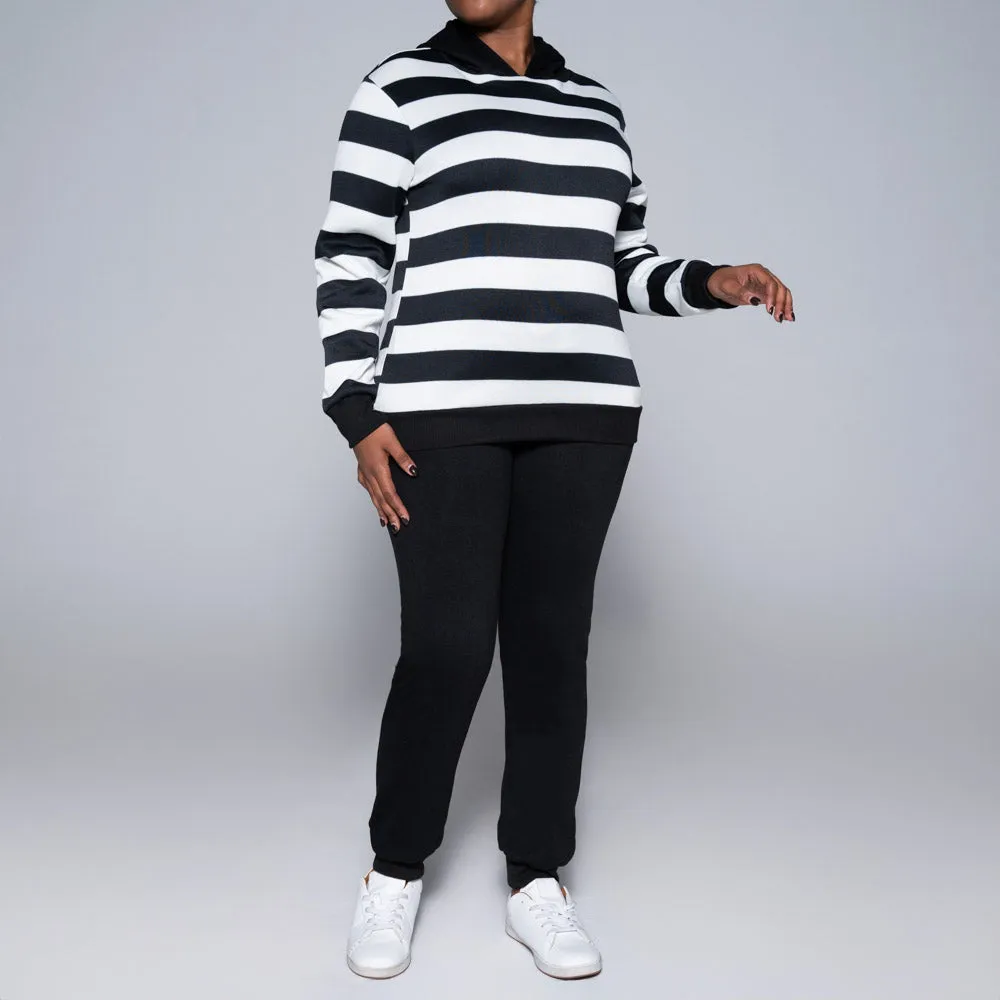 Black Striped Hooded Track Top sold by Fashion World product image thumbnail 5
