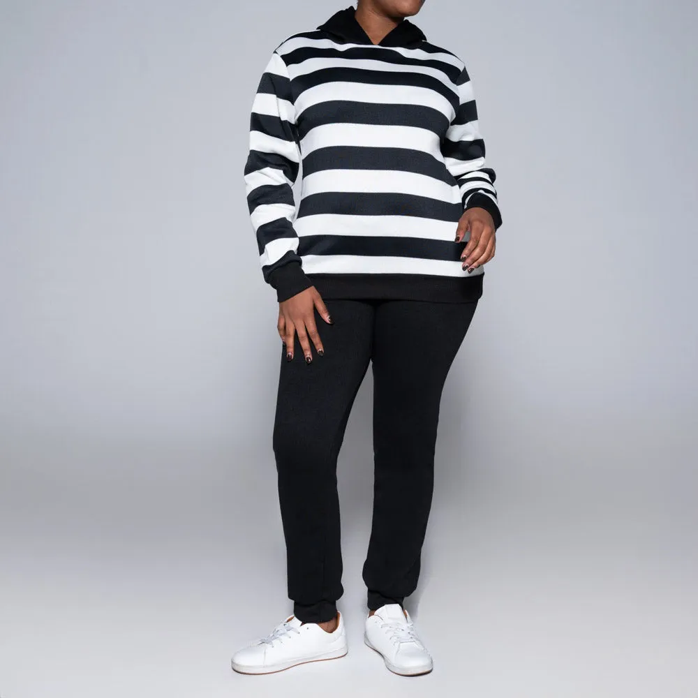 Black Striped Hooded Track Top sold by Fashion World product image thumbnail 2