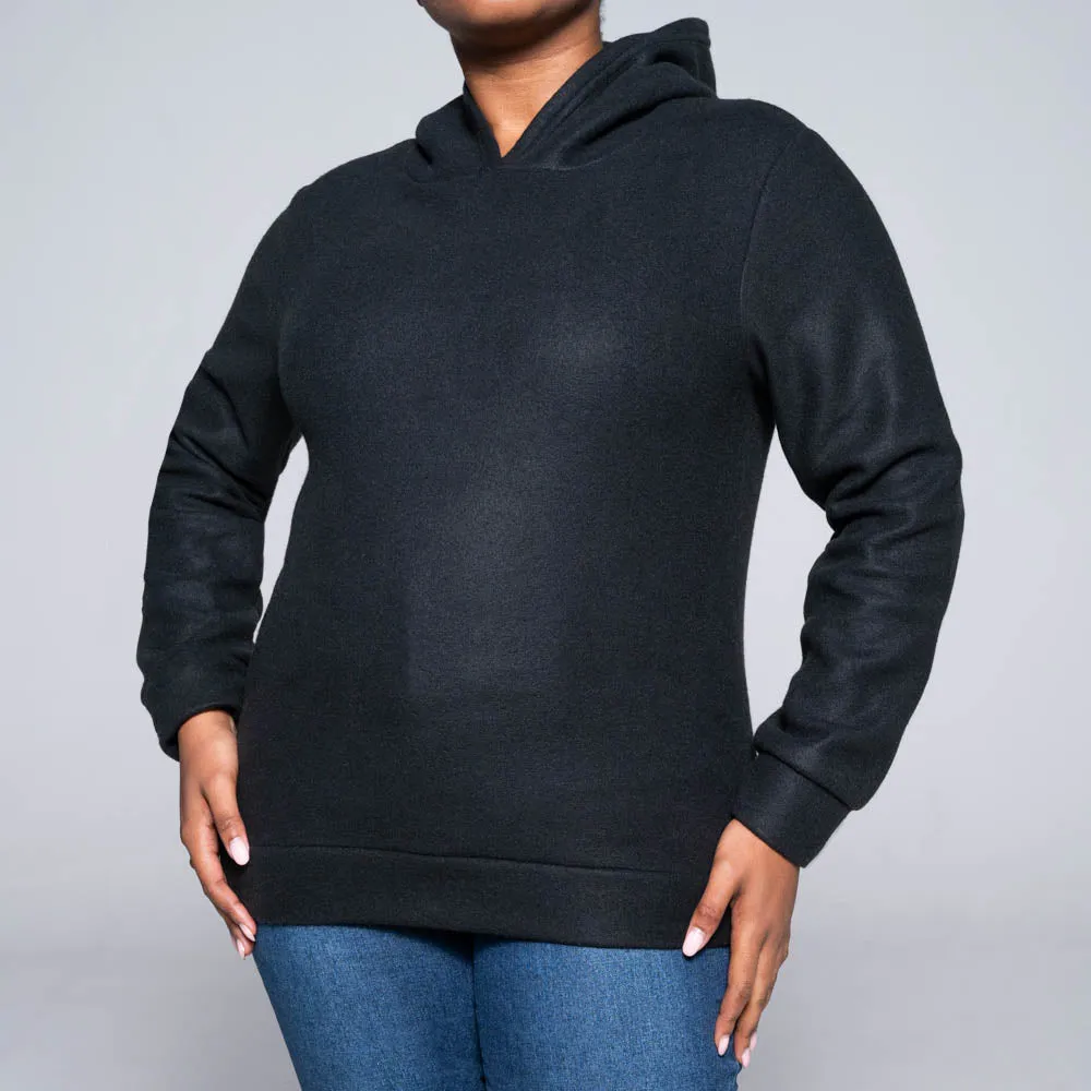 Black Polar Fleece Hooded Jacket sold by Fashion World product image thumbnail 4