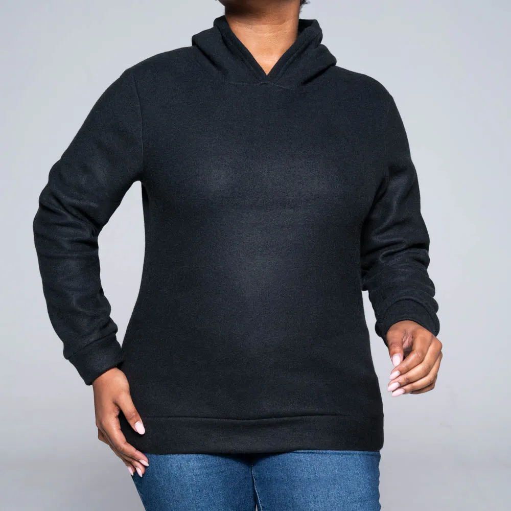 Black Polar Fleece Hooded Jacket sold by Fashion World product image thumbnail 2