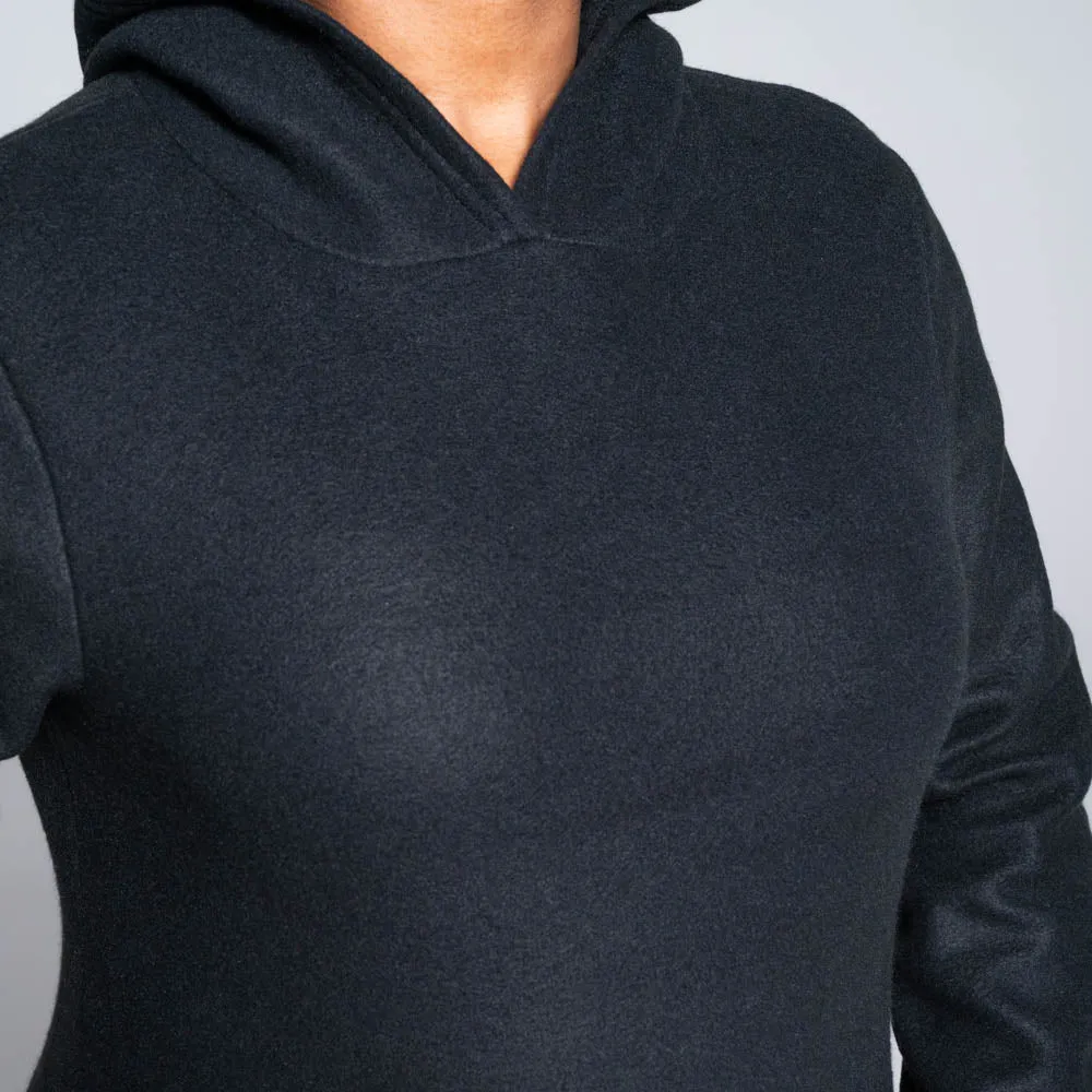 Black Polar Fleece Hooded Jacket sold by Fashion World product image thumbnail 3