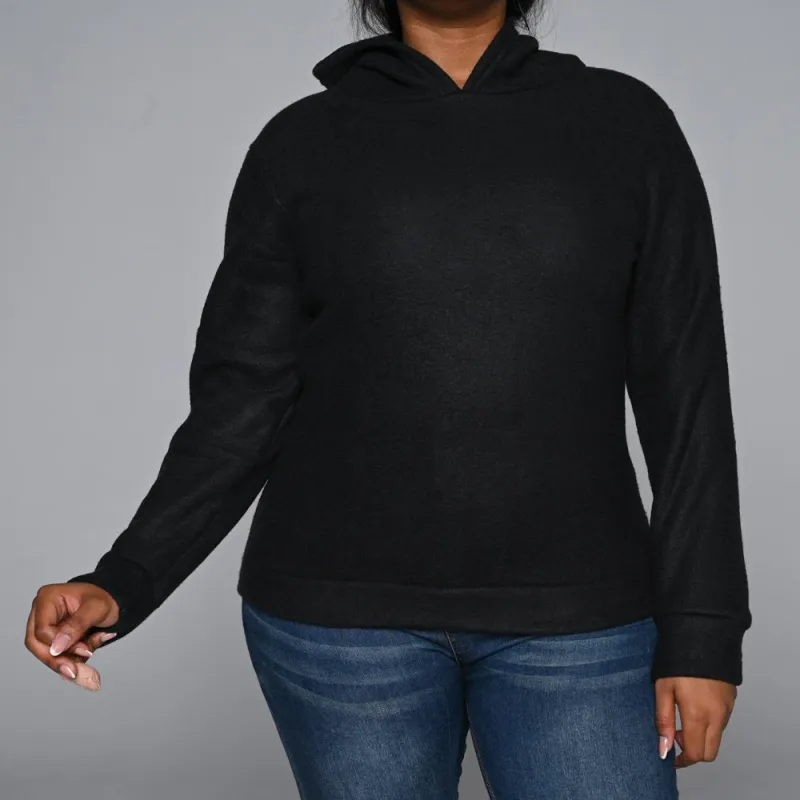 Black Polar Fleece Hooded Top sold by Fashion World