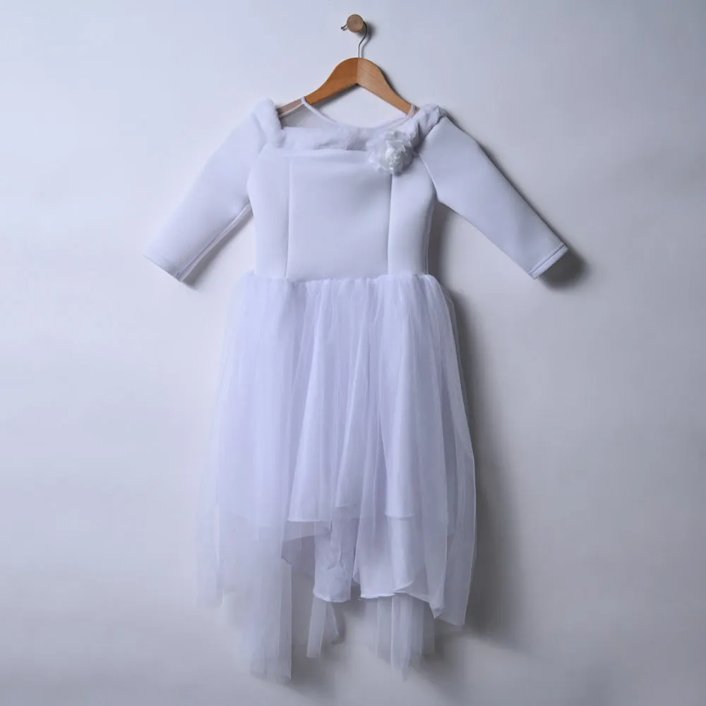 Girls Mesh White Party Dress sold by Fashion World