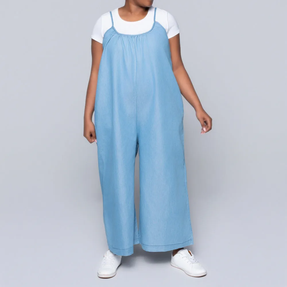 Sleeveless Denim Jumpsuit sold by Fashion World