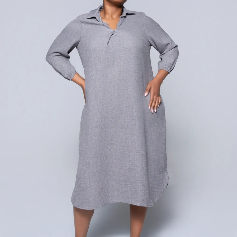Plus Size Plain Grey Twill Tunic sold by Fashion World product image thumbnail 2