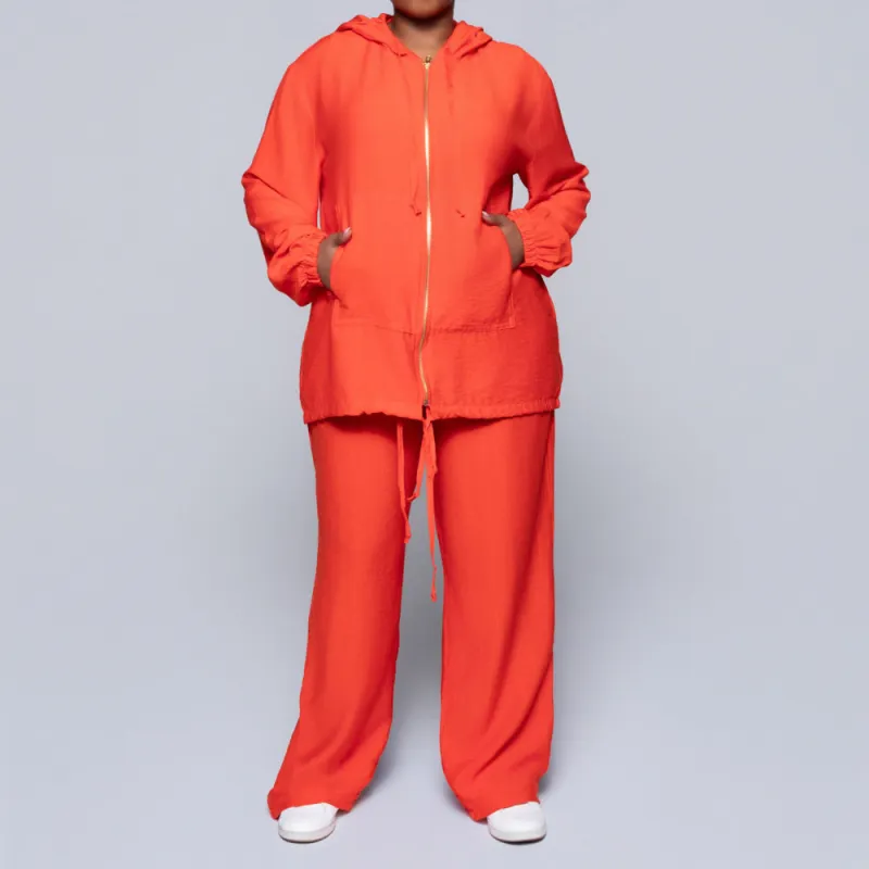 Long Sleeve Terracotta Hooded Top sold by Fashion World