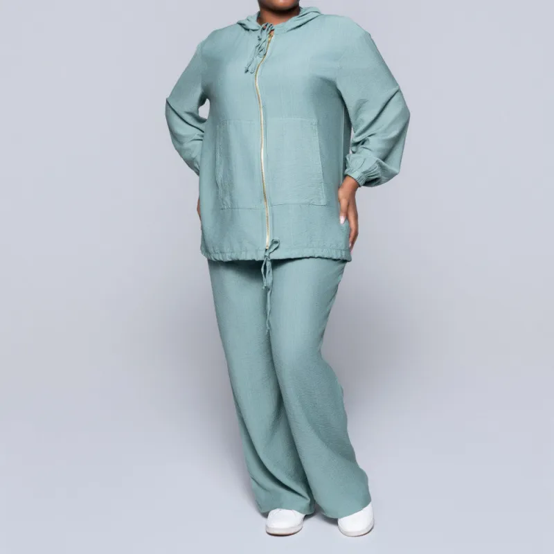 Long Sleeve Sage Hooded Top sold by Fashion World