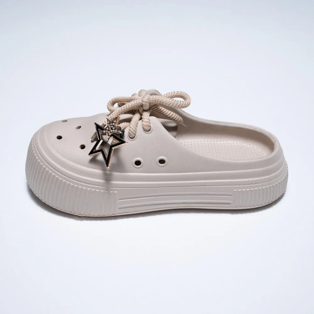 Ladies Chunky Lace Up Push-In Slider sold by Fashion World