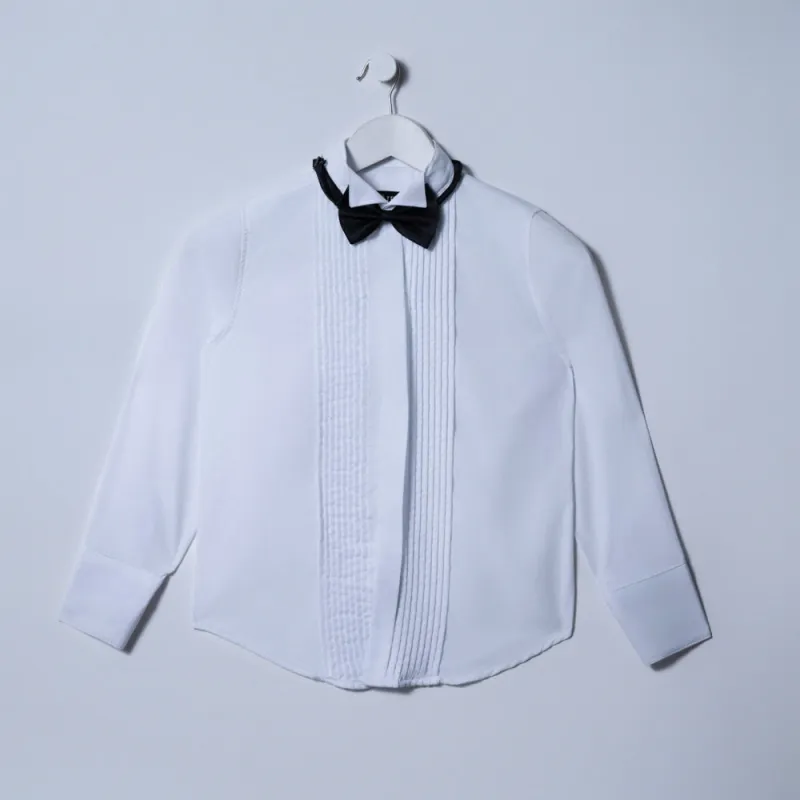 Boys Pintuck Bow Tie Shirt sold by Fashion World