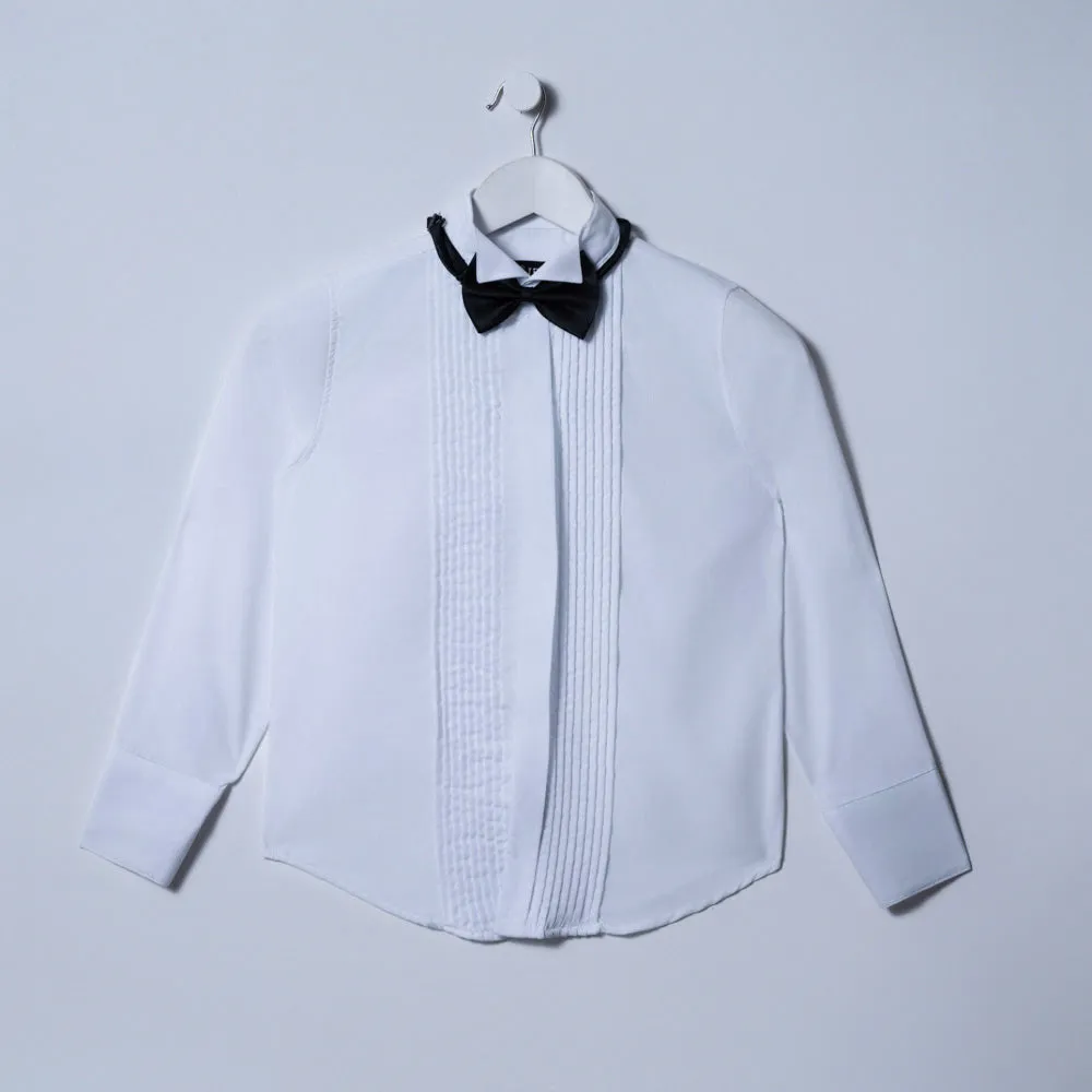 Boys Pintuck Bow Tie Shirt sold by Fashion World