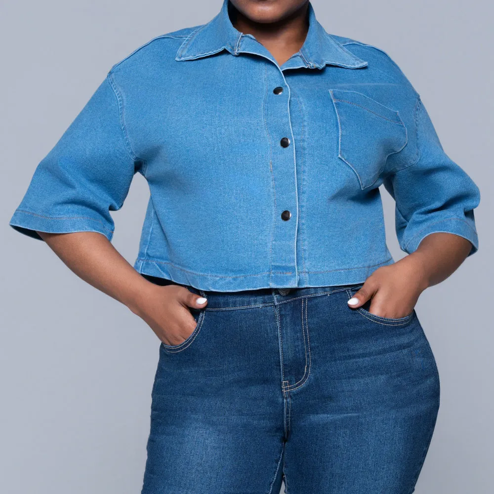 Short Sleeve Denim Crop Top sold by Fashion World