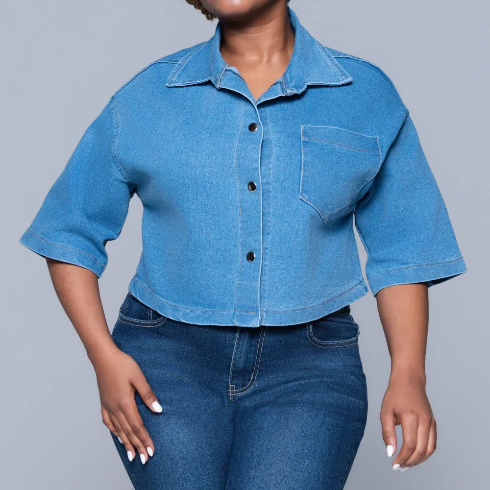 Short Sleeve Denim Crop Top sold by Fashion World product image thumbnail 2