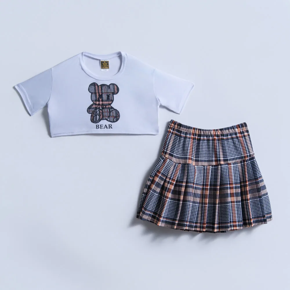 Girls Teddy Print Skirt And Top Set sold by Fashion World