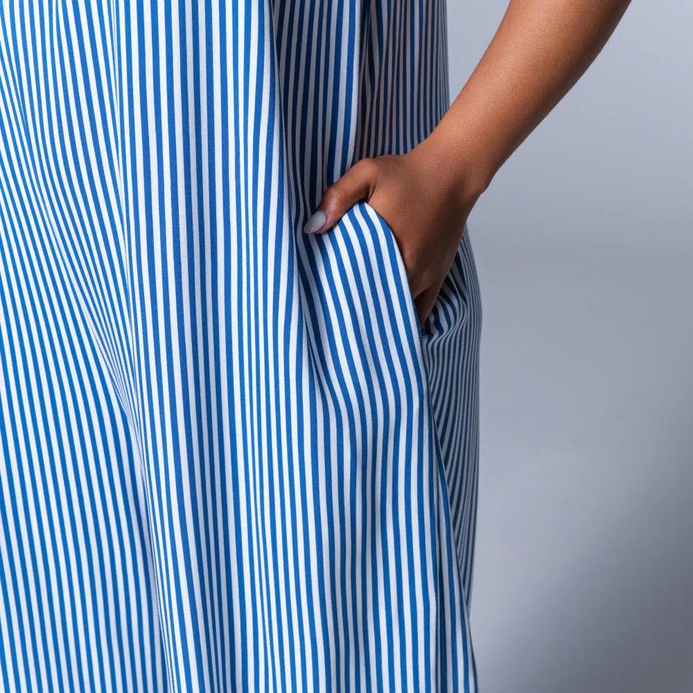 Blue Strappy Striped Viscose Jumpsuit sold by Fashion World product image thumbnail 4