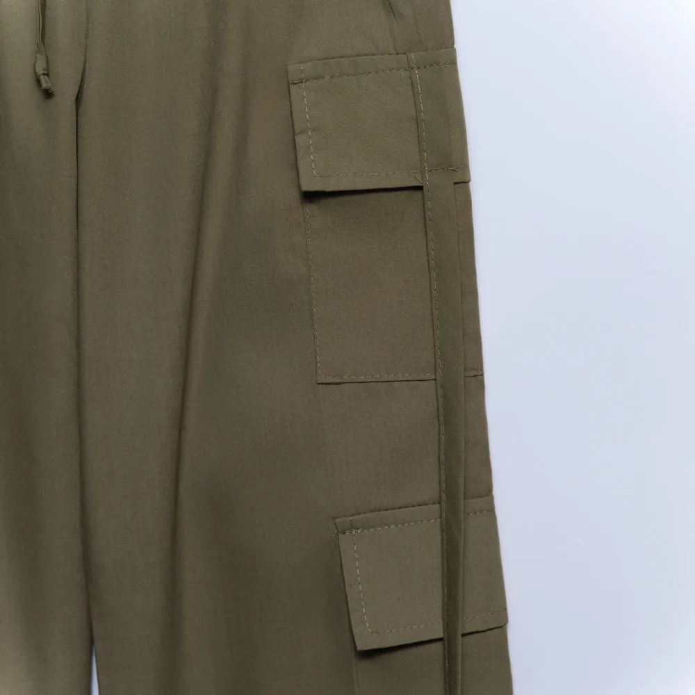 Olive Poplin Cargo Pants sold by Fashion World product image thumbnail 4