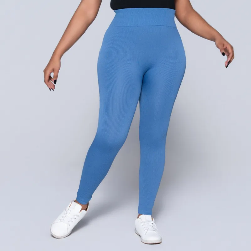 Light Blue Ribbed Gym  Leggings sold by Fashion World