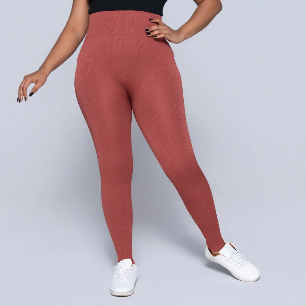 Rust Ribbed Gym Leggings sold by Fashion World product image thumbnail 5