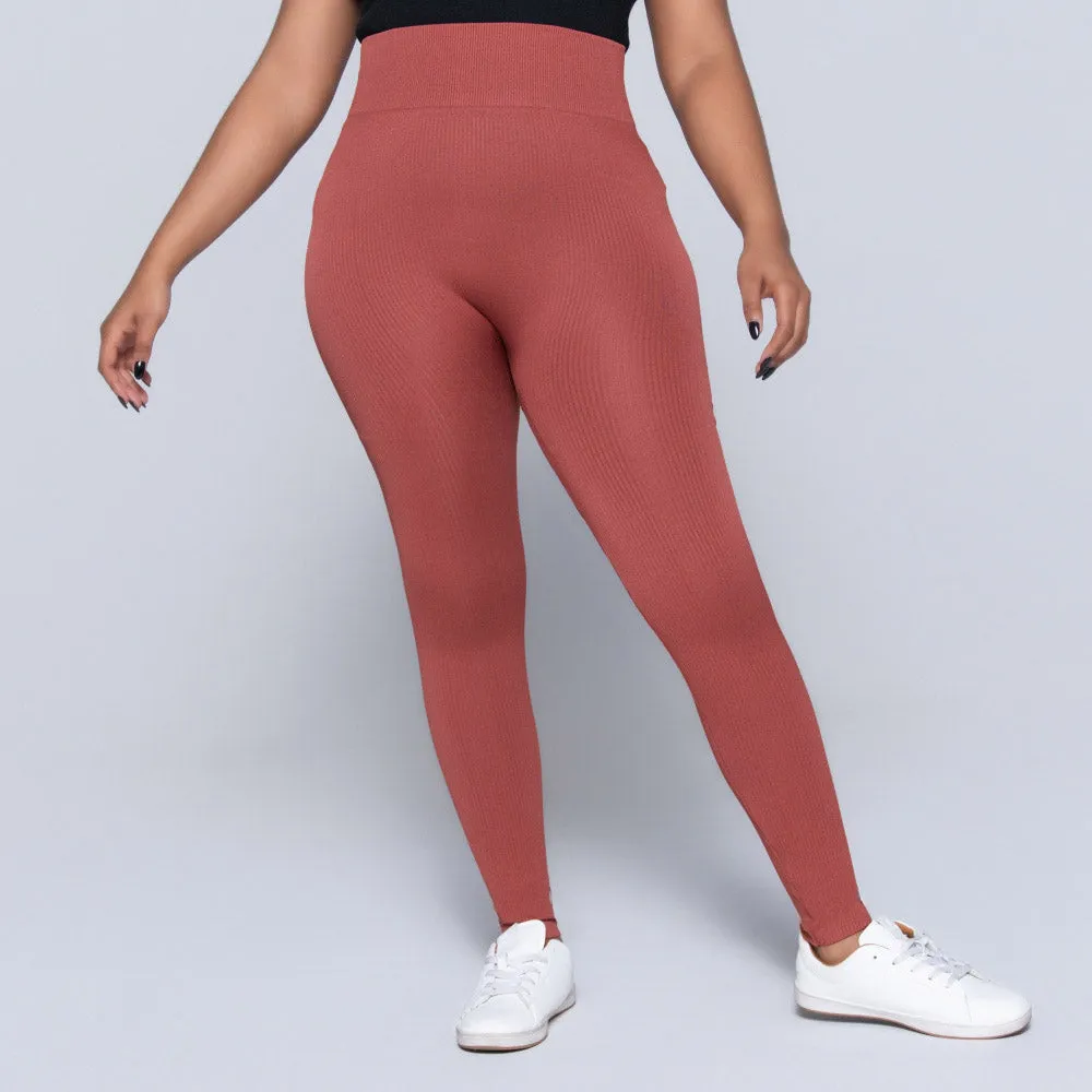 Rust Ribbed Gym Leggings sold by Fashion World
