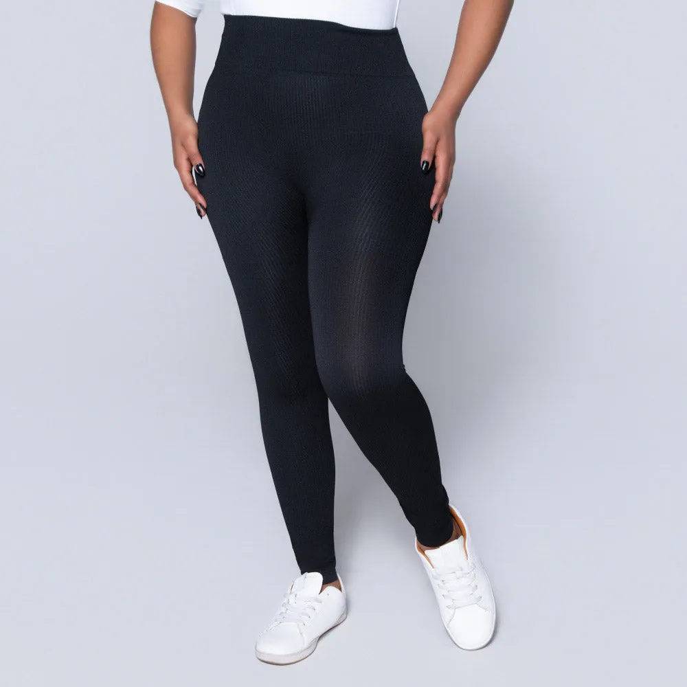 Black Ribbed Gym Leggings sold by Fashion World product image thumbnail 5