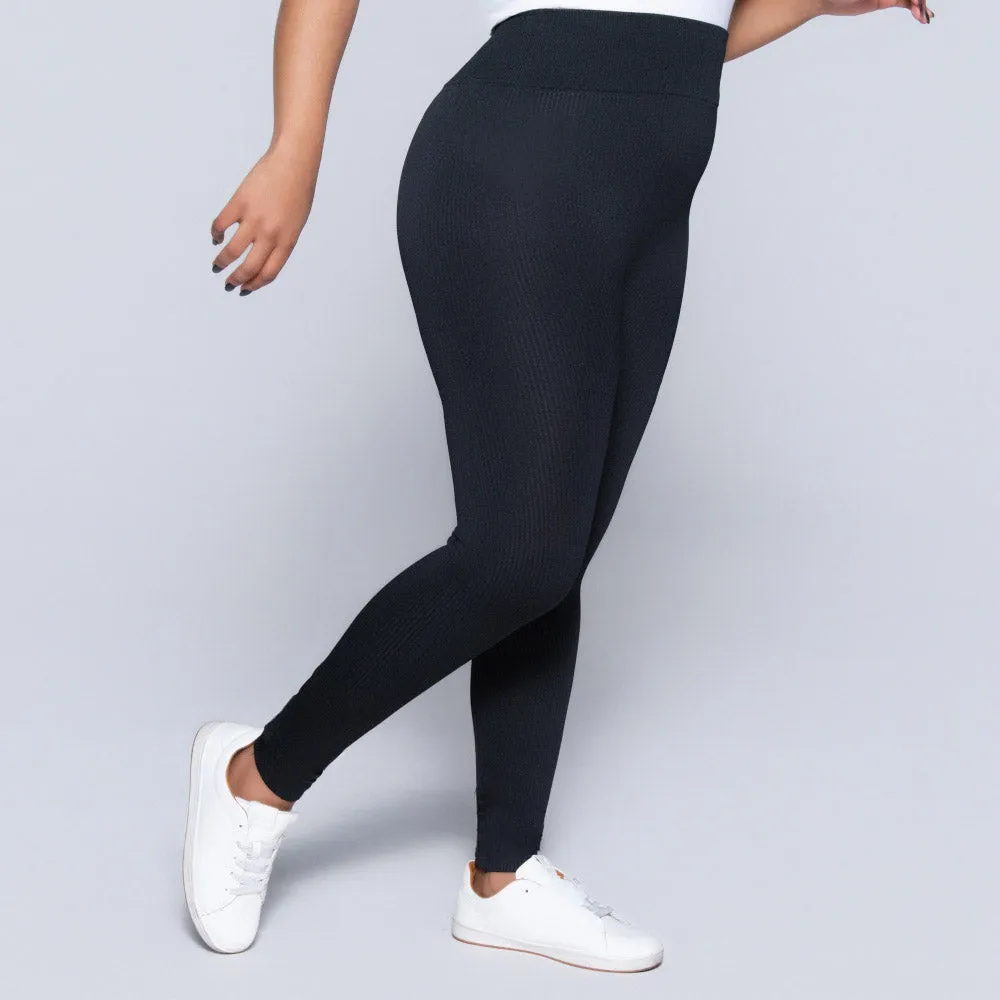 Black Ribbed Gym Leggings sold by Fashion World product image thumbnail 3