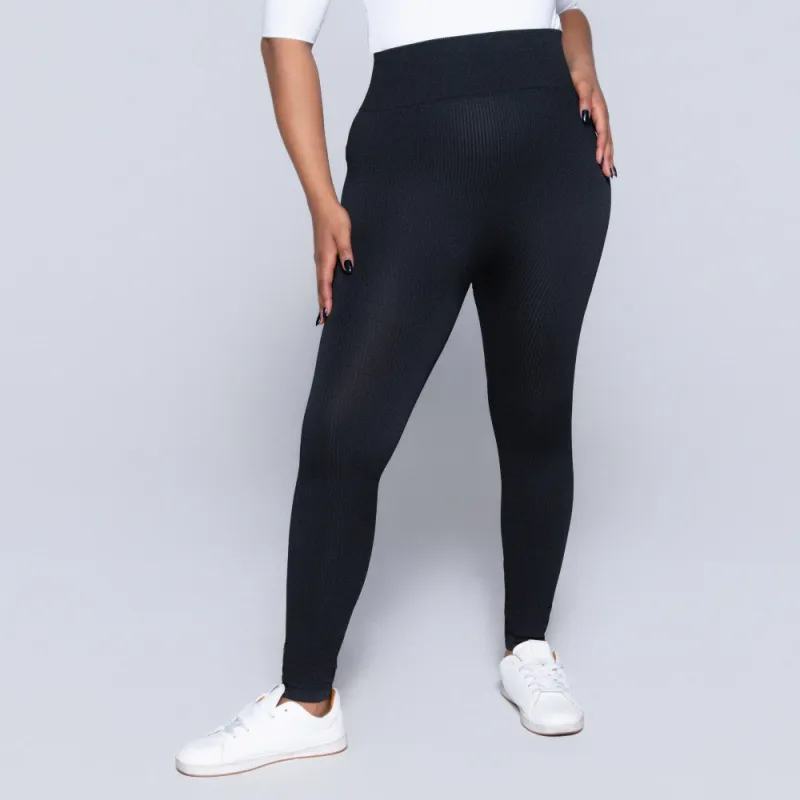 Black Ribbed Gym  Leggings sold by Fashion World