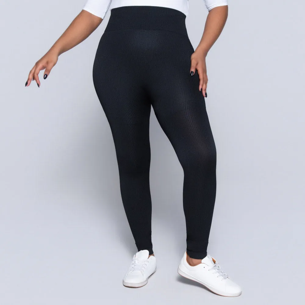 Black Ribbed Gym Leggings sold by Fashion World product image thumbnail 4