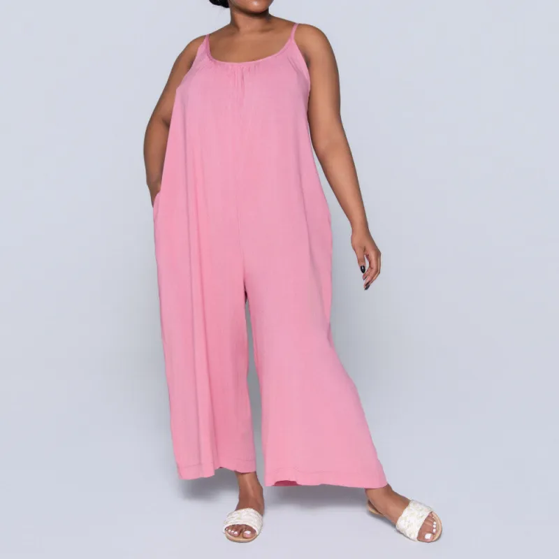 Strappy Plain Rose Jumpsuit sold by Fashion World