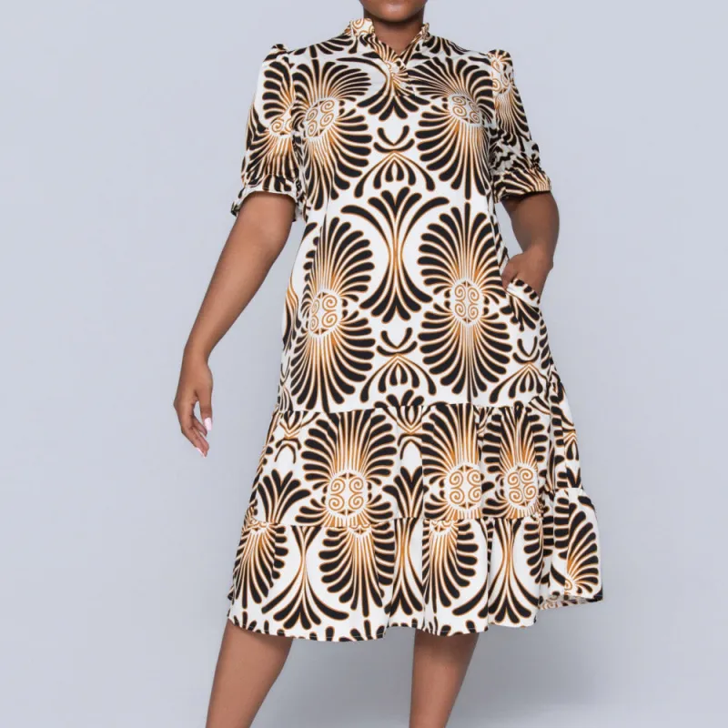 Plus Size Short Sleeve Printed Tunic sold by Fashion World