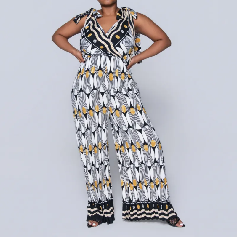 Ladies Printed Mustard Jumpsuit sold by Fashion World
