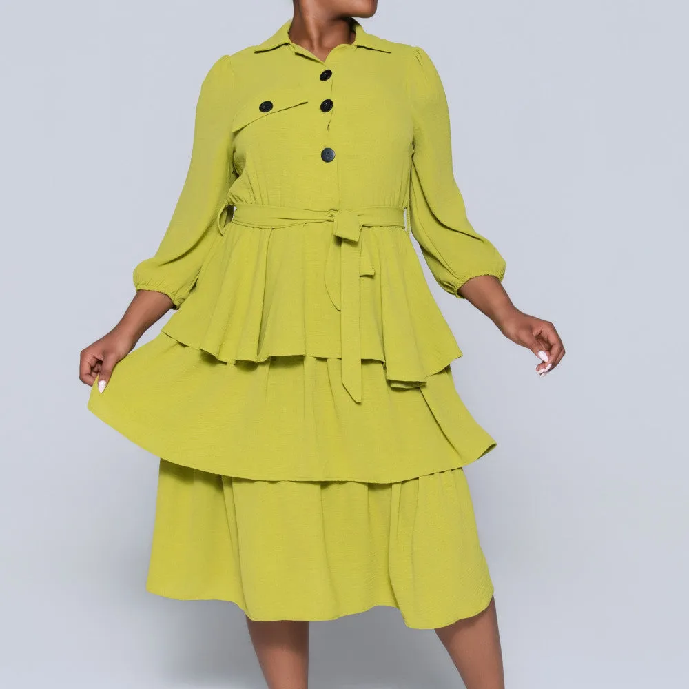 Plus Size Tie-Belt Tiered Tunic sold by Fashion World product image thumbnail 5