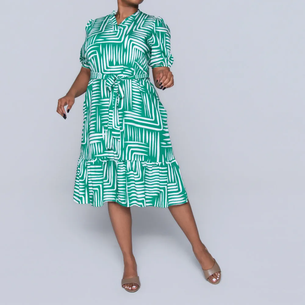 Plus Size Printed Green/White Tiered Tunic sold by Fashion World product image thumbnail 5