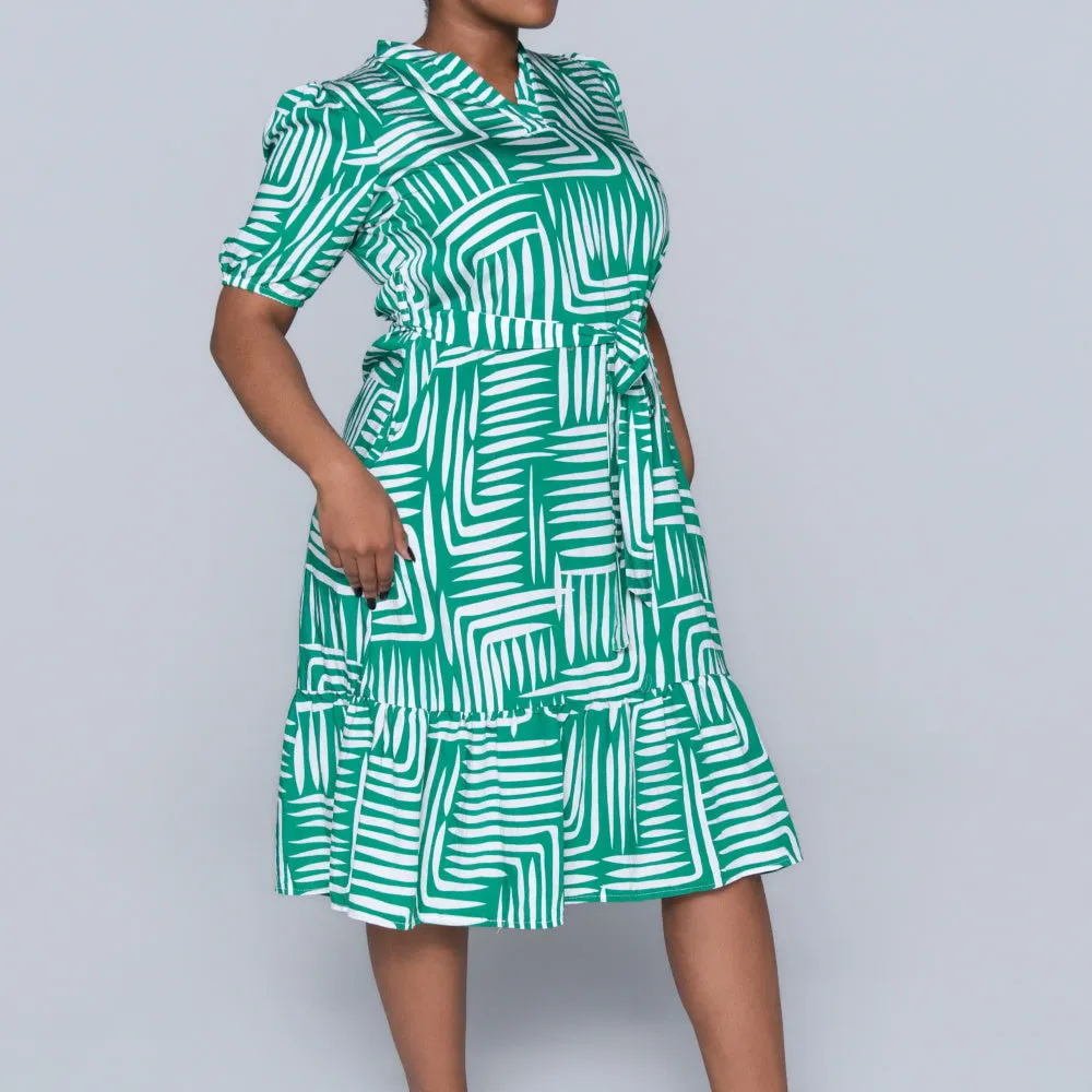 Plus Size Printed Green/White Tiered Tunic sold by Fashion World product image thumbnail 4