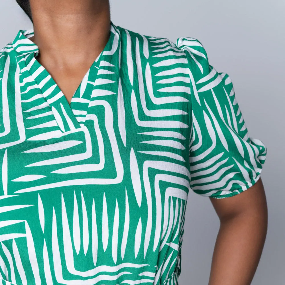 Plus Size Printed Green/White Tiered Tunic sold by Fashion World product image thumbnail 2