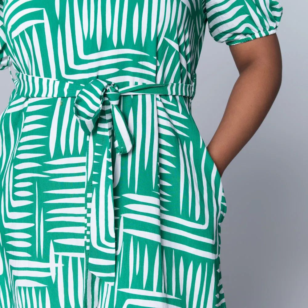 Plus Size Printed Green/White Tiered Tunic sold by Fashion World product image thumbnail 3
