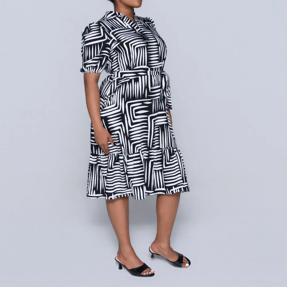 Plus Size Printed Black/White Tiered Tunic sold by Fashion World product image thumbnail 4