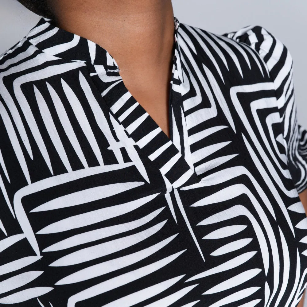 Plus Size Printed Black/White Tiered Tunic sold by Fashion World product image thumbnail 3