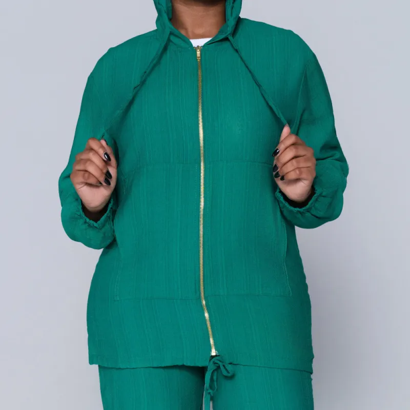 Emerald Hooded Zip Top sold by Fashion World