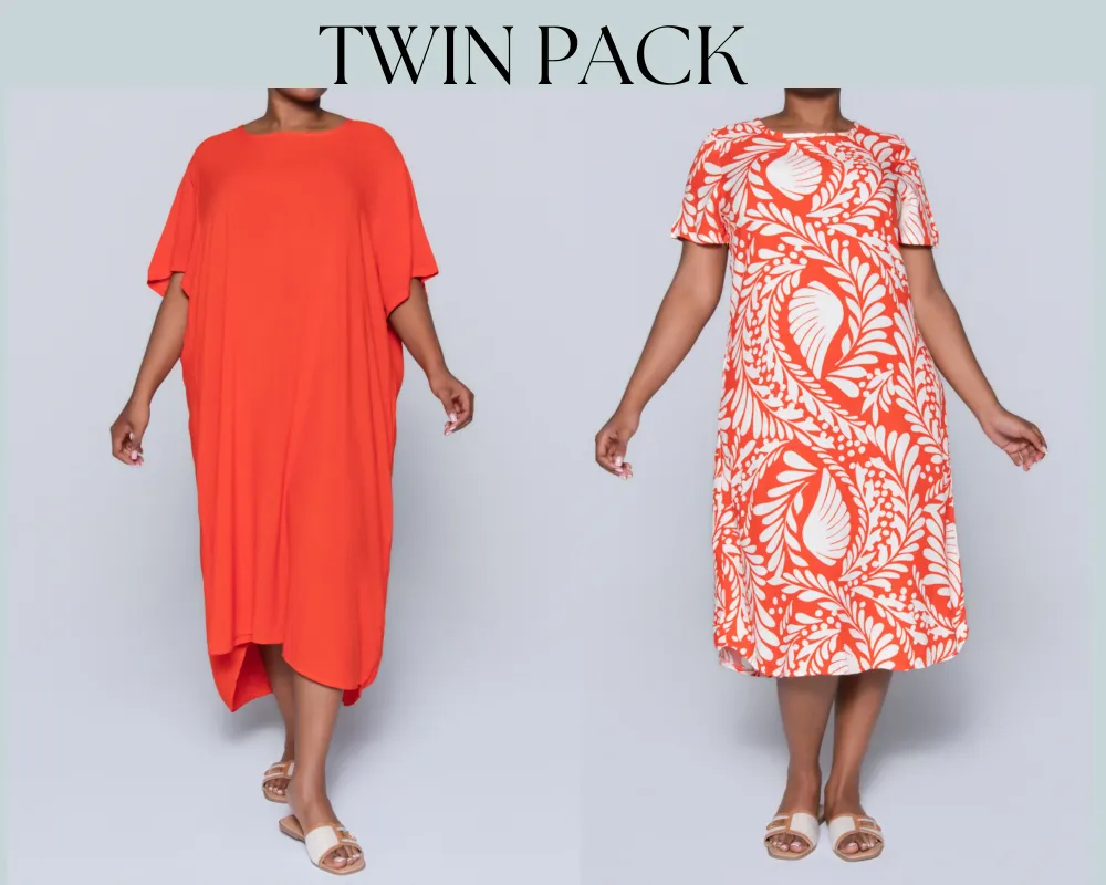 Plus Size Printed And Plain Twin Pack Tunic sold by Fashion World