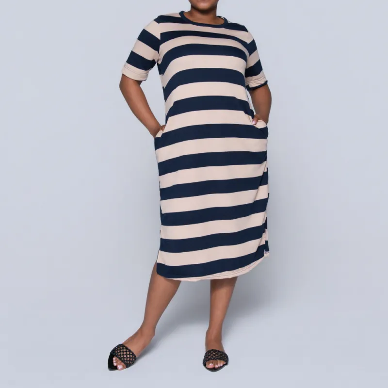 Plus Size Printed Pocket Edit Striped Tunic sold by Fashion World