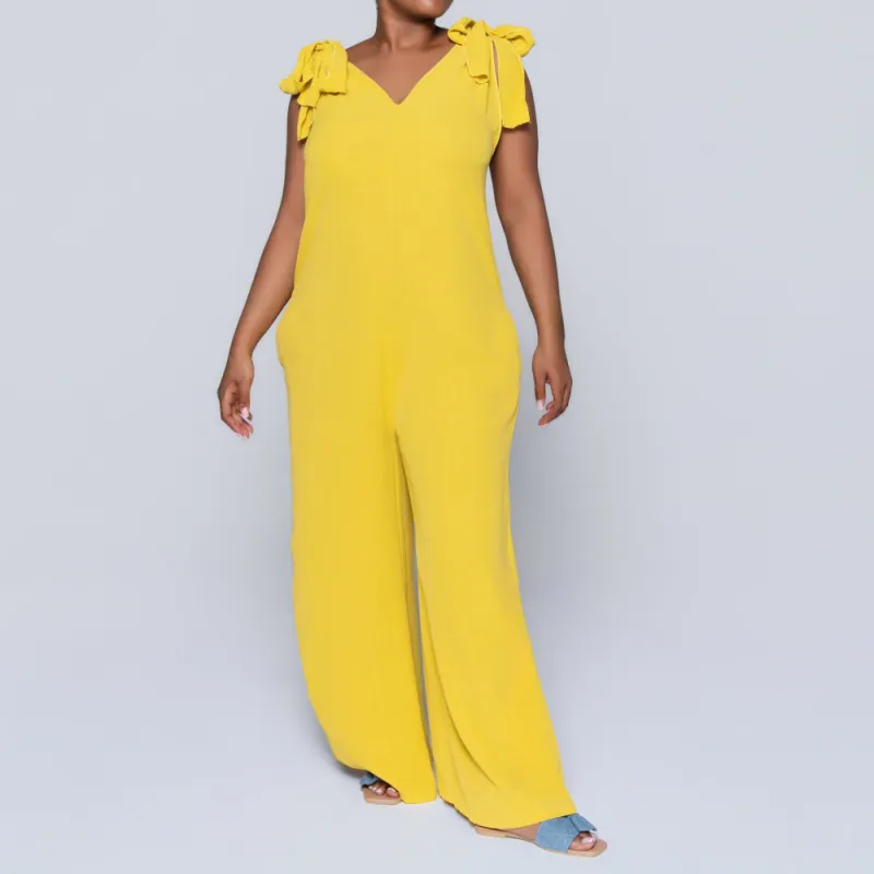 Ochre Sleeveless Airflow Jumpsuit sold by Fashion World