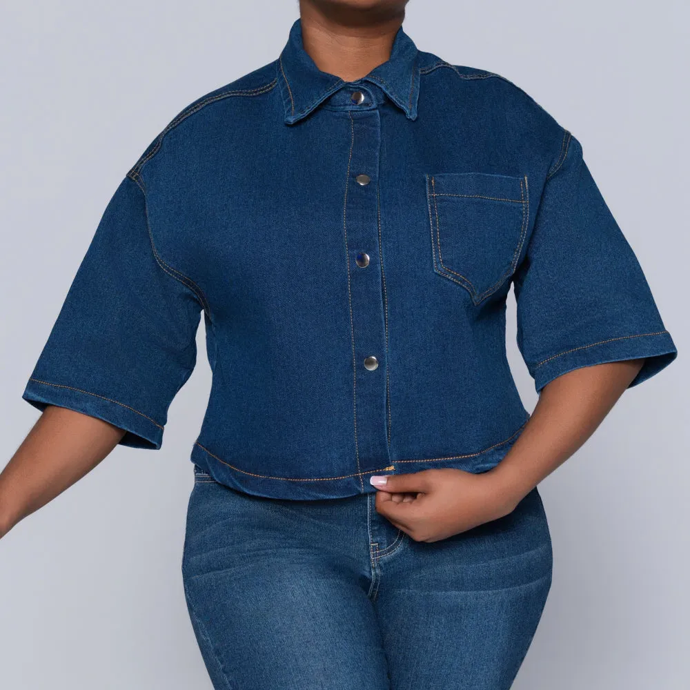 Short Sleeve Denim Crop Top sold by Fashion World