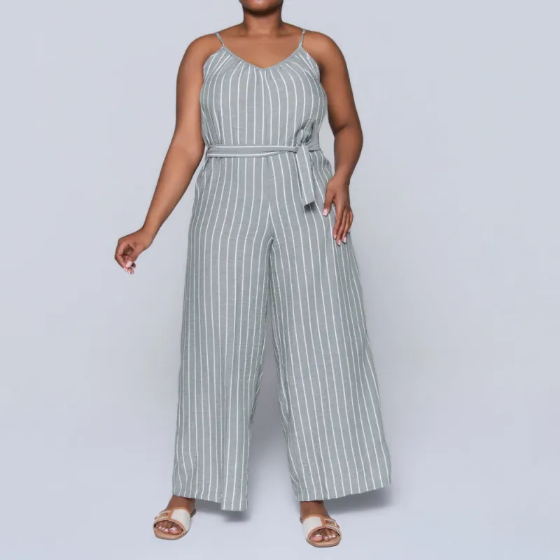 Olive Striped Jumpsuit sold by Fashion World