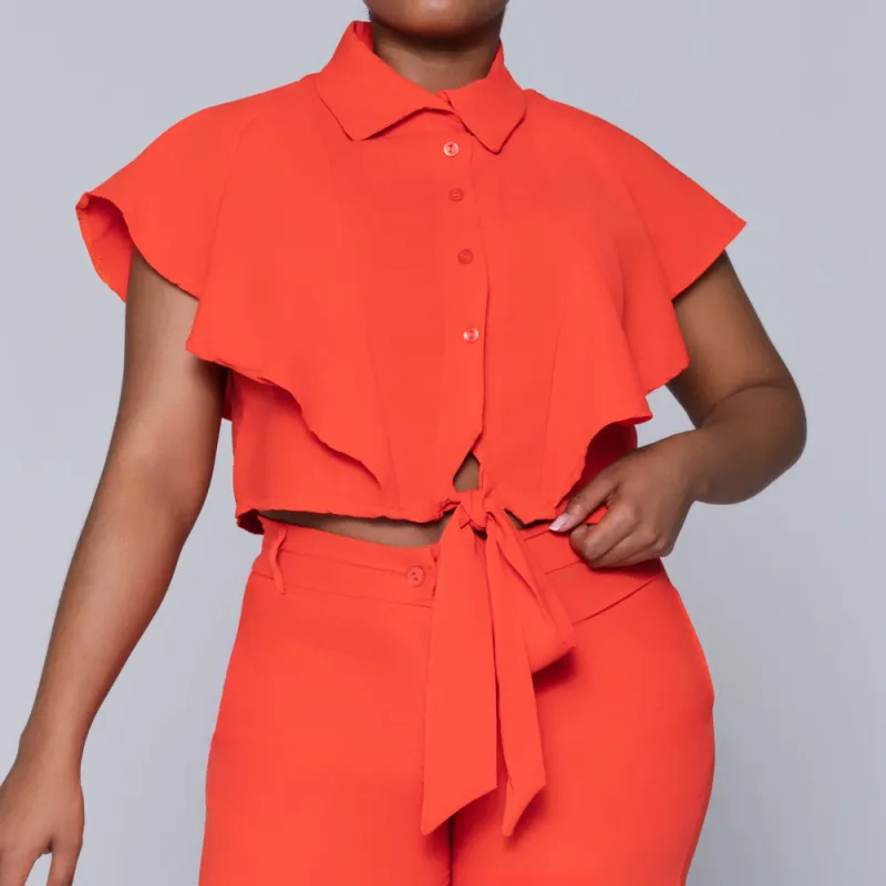 Terracotta Tie-Up Crop Top sold by Fashion World