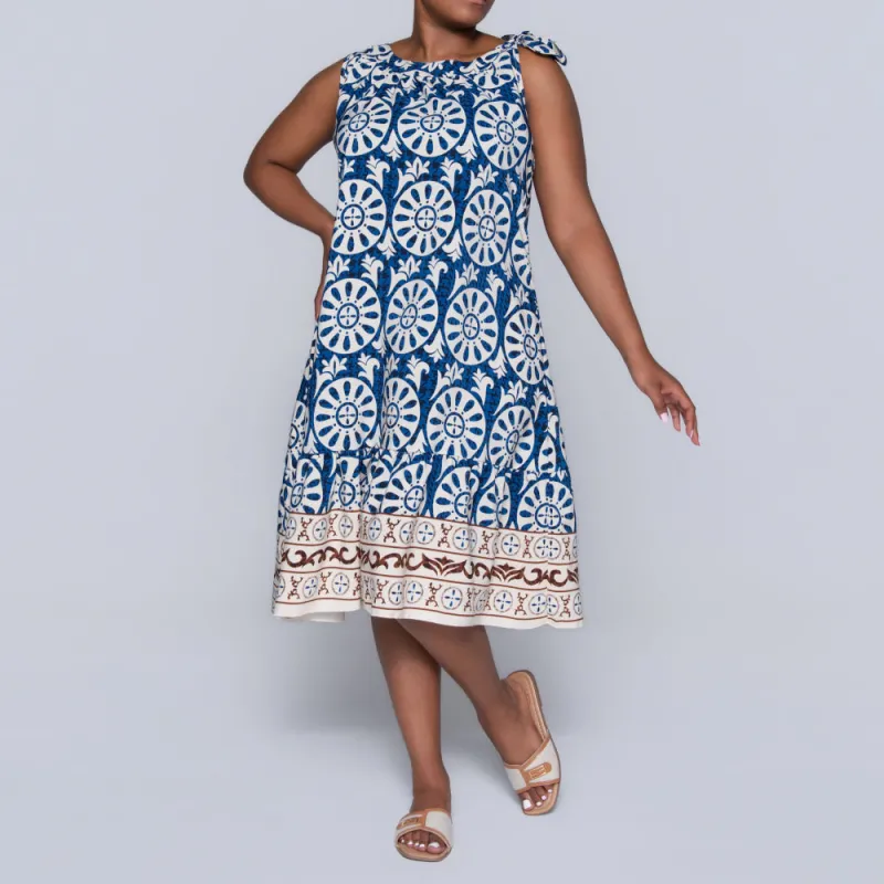 Ladies Printed Blue Tunic sold by Fashion World