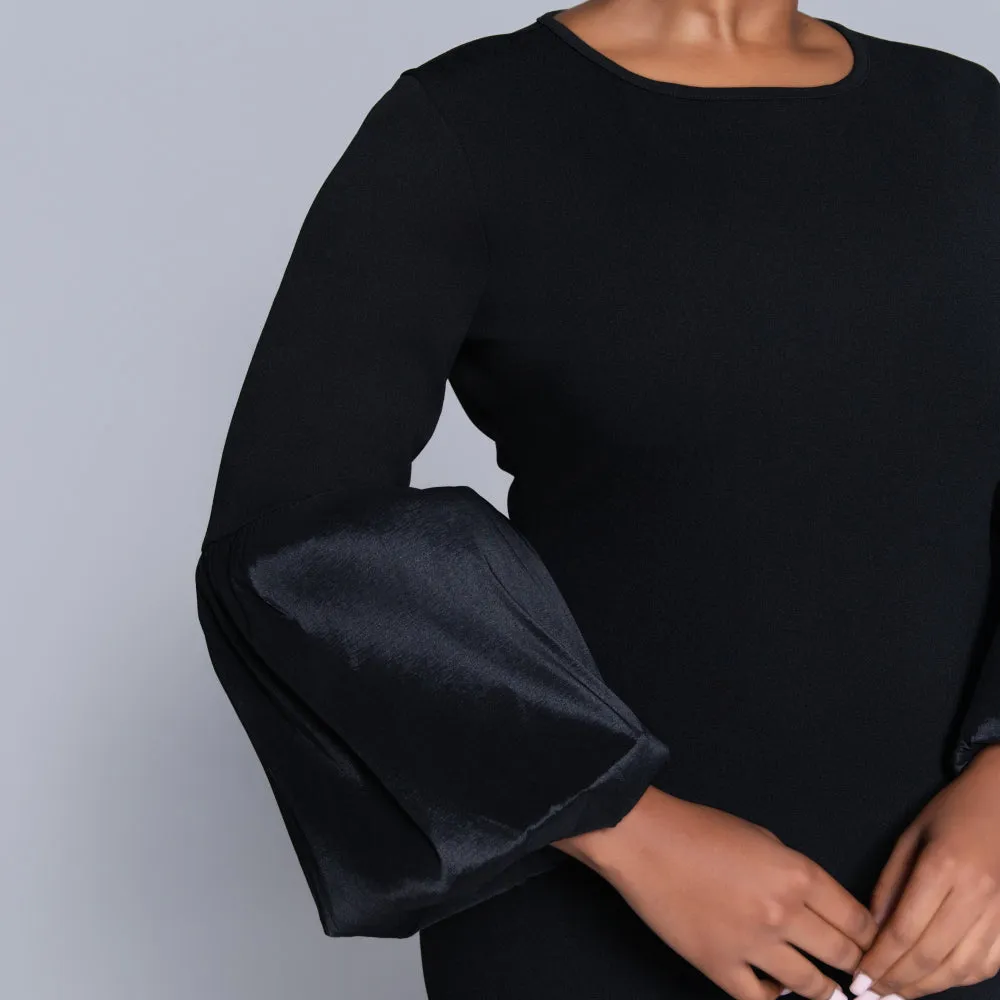 Black Crepe Scuba Tiered Dress sold by Fashion World product image thumbnail 2