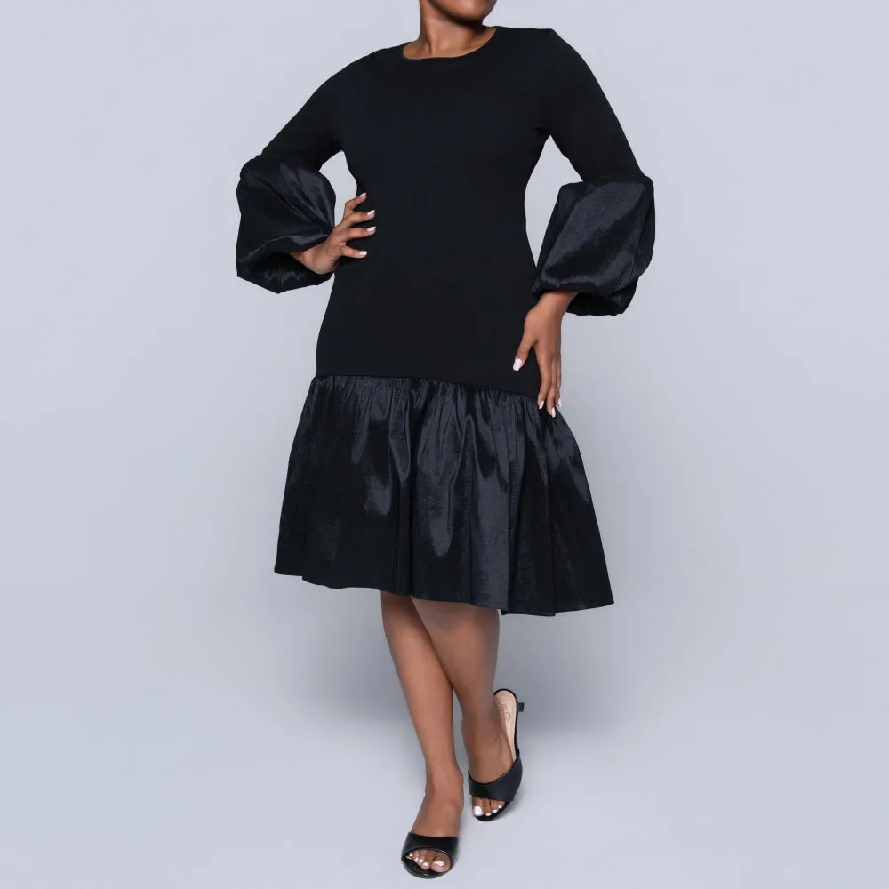 Black Crepe Scuba Tiered Dress sold by Fashion World product image thumbnail 4