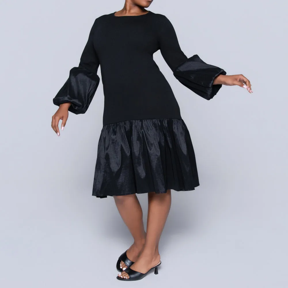 Black Crepe Scuba Tiered Dress sold by Fashion World product image thumbnail 5
