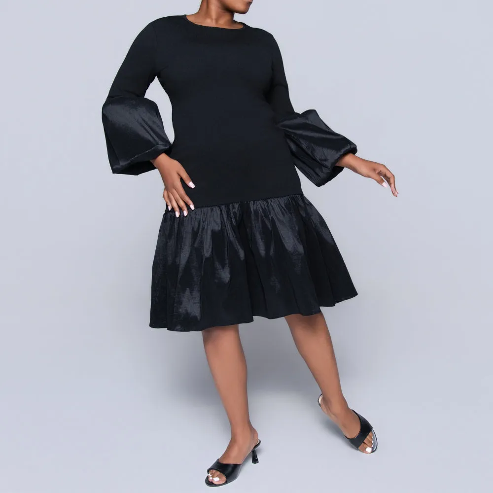 Black Crepe Scuba Tiered Dress sold by Fashion World product image thumbnail 3
