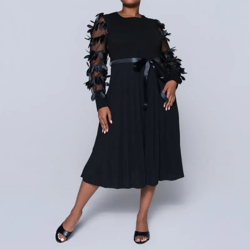 Plus Size Black Pleated Dress sold by Fashion World