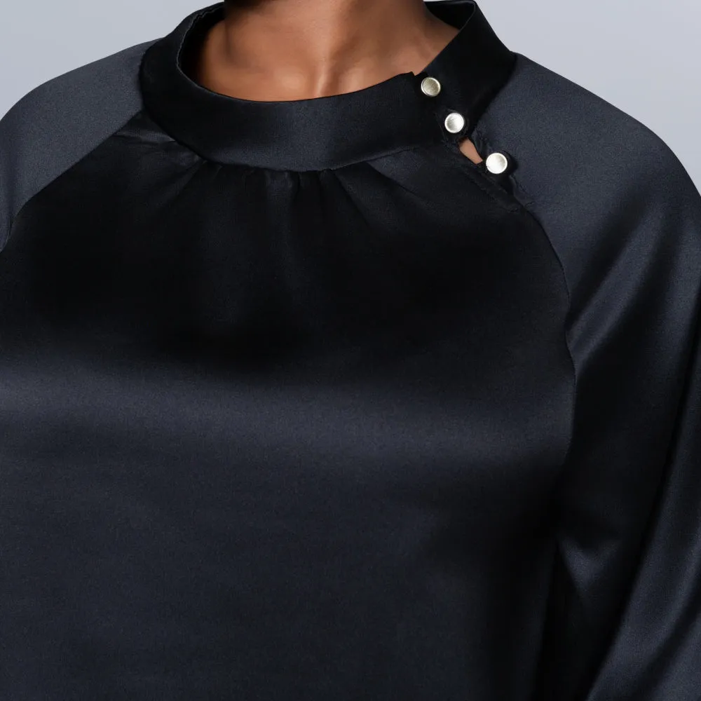 Black Long Sleeve Satin Top sold by Fashion World product image thumbnail 5
